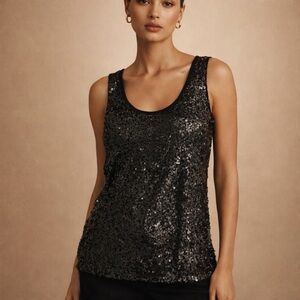 Mono B Black Sequin Tank Top – Women’s Medium – Party / Evening / Holiday